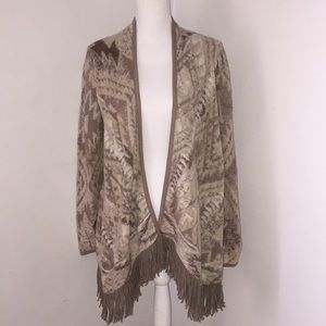 Lucky Brand Open Front Cardigan Fringe Sz Small